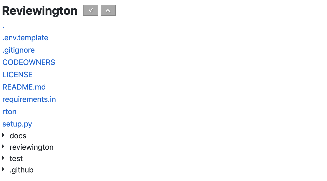 Screenshot of Reviewington's file tree.